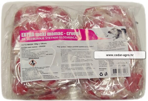 Meki mamac 1,5 kg (vrećica 10 x 150 g), protiv miševa i štakora (crveni)